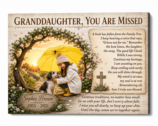 Personalized Memorial Canvas for Granddaughter Custom Photo Wall Art Gift - Image 1