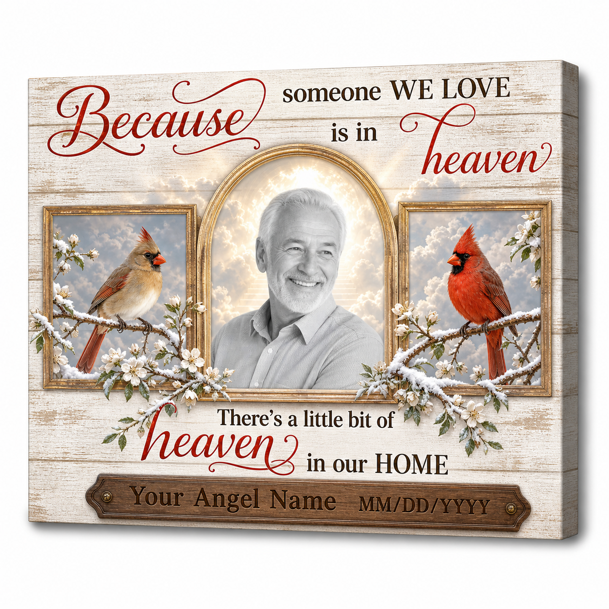 Personalized Memorial Cardinal Wall Canvas Gift Because Someone We Love Is In Heaven - Image 1
