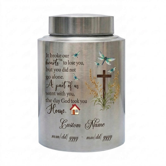 Personalized Dragonfly Stainless Steel Cremation Urn for Loss of Loved One Mother Father, Bereavement Ash Holder Small and Large Sizes, Memorial Keepsake Urn, Memorial Gift, In Loving Memory - Image 1