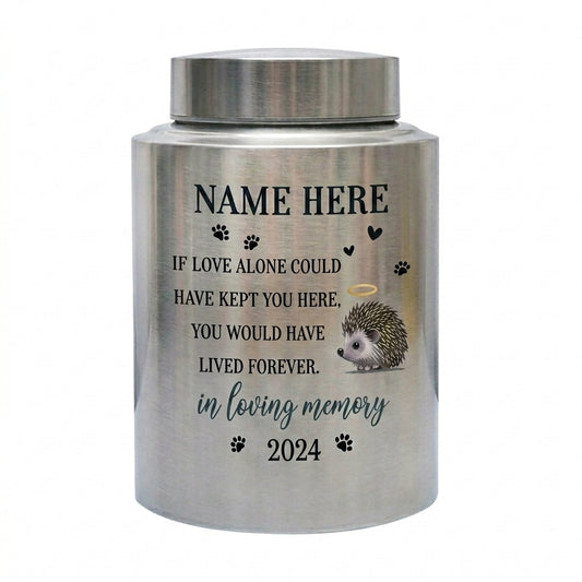 Personalized Hedgehog Pet Memorial Cremation Urn UV Printed Stainless Steel Dog Cat Loss Remembrance Sympathy Paw Print Halo Memorial Keepsake Urn, Memorial Gift, In Loving Memory - Image 1