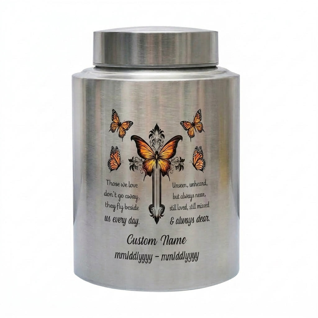 Personalized Christian Dove Stainless Steel Cremation Urn For Mom Sister Women Adult Female Human Ashes, Custom Name And Dates Display, Memorial Keepsake Urn, Memorial Gift, In Loving Memory - Image 1