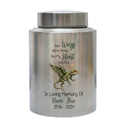 Personalized Iguana Gecko Lizard UV Printed Bereavement Tribute for Reptile Lover, Loss of Loved One Ash Storage Container, Two Sizes, Memorial Keepsake Urn, Memorial Gift, In Loving Memory - Image 1