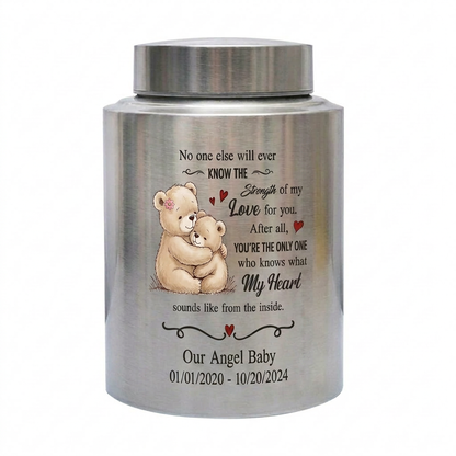 Personalized Angel Baby Infant Loss Stainless Steel Urn for Human Ashes Child Bereavement Miscarriage Grief Custom Heart Quote Small Large Memorial Keepsake Urn, Memorial Gift, In Loving Memory - Image 1