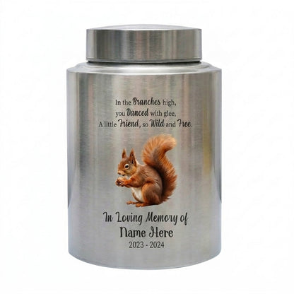 Personalized Squirrel Stainless Steel Large Urn for Pet Loss Animal Lovers Small Pet Memorial Available in Silver Black Gold Red Memorial Keepsake Urn, Memorial Gift, In Loving Memory - Image 1