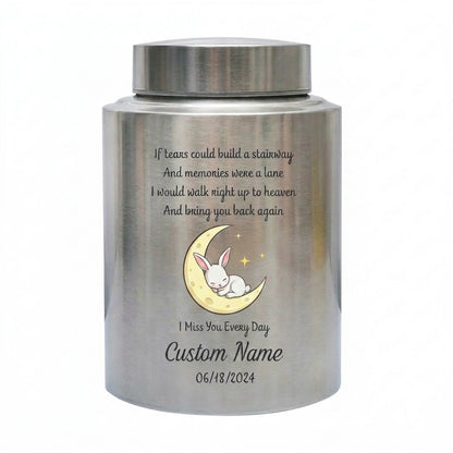 Personalized Angel Baby Stairway To Heaven Poem Stainless Steel Cremation Urn For Human Ashes, Infant Loss Grieving Parent Sympathy, Memorial Keepsake Urn, Memorial Gift, In Loving Memory - Image 1