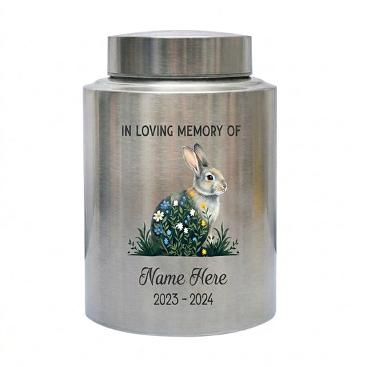 Personalized Rabbit Pet UV Printed Cremation Urn Bunny Owner Sympathy Gift Decorative Ash Holder For Animal Or Human Ashes 4 Colors 2 Sizes Memorial Keepsake Urn, Memorial Gift, In Loving Memory - Image 1