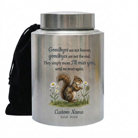 Personalized Squirrel UV Printed Cremation Urn for Nature Lovers, Sympathy Loss of Mother Father Loved One, 4 Colors and 2 Sizes, Memorial Keepsake Urn, Memorial Gift, In Loving Memory - Image 1
