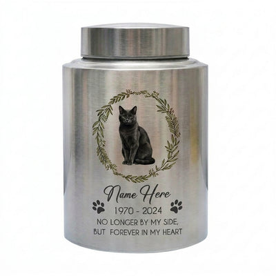 Personalized Cat Paw Print Wreath Pet Memorial Large Stainless Steel Urn for Ashes Cat Loss Sympathy Gift Mom Dad Lovers Custom Date Memorial Keepsake Urn, Memorial Gift, In Loving Memory - Image 1