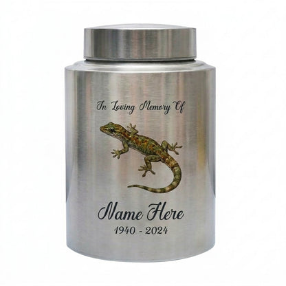 Personalized Iguana Lizard Stainless Steel Cremation Urn for Human Ashes Loss of Loved One Family Member Decorative Display 7.5in x 5.1in Memorial Keepsake Urn, Memorial Gift, In Loving Memory - Image 1