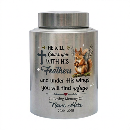 Personalized Squirrel Bible Verse Urn for Human Ashes, Christian Cross UV Printed Cremation Receptacle for Adult or Pet Loss, Large Options, Memorial Keepsake Urn, Memorial Gift, In Loving Memory - Image 1