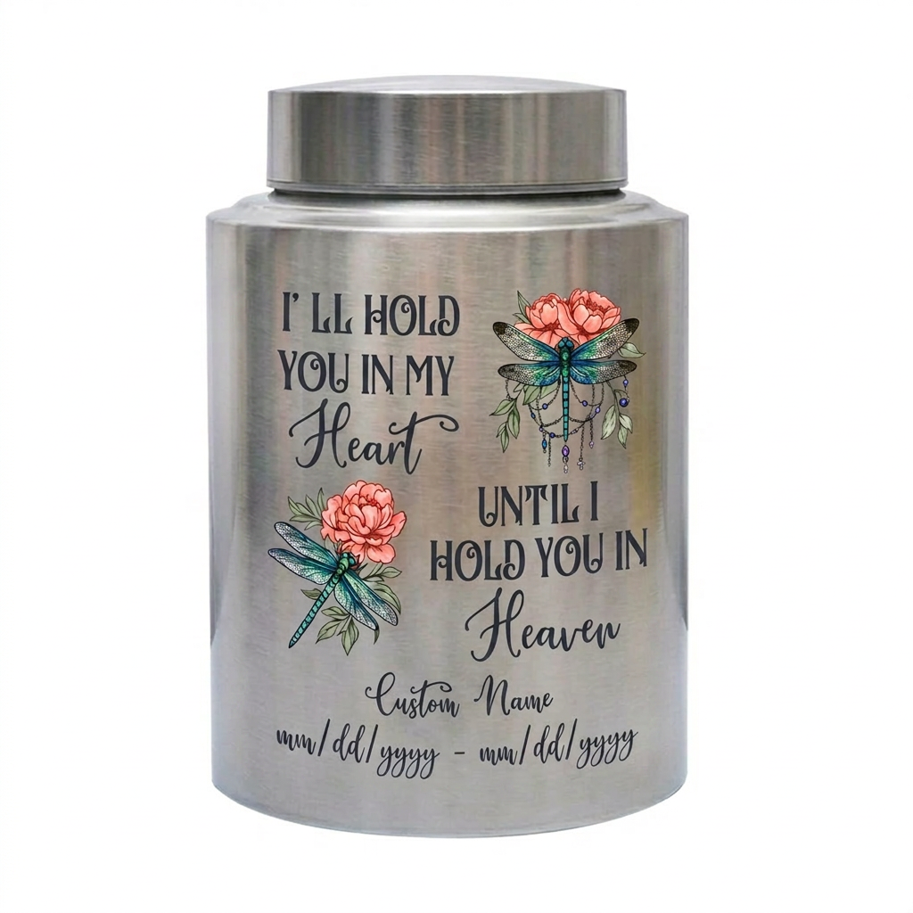 Personalized Dreamy Dragonfly UV Printed Stainless Steel Cremation Urn For Adult Human Ashes Sympathy Funeral Bereavement Display Memorial Keepsake Urn, Memorial Gift, In Loving Memory - Image 1