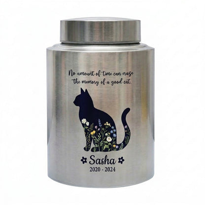 Personalized Cat Pet Memorial Stainless Steel Urns for Ashes Feline Loss of Pet Sympathy Bereavement Large Capacity UV Printed Memorial Keepsake Urn, Memorial Gift, In Loving Memory - Image 1