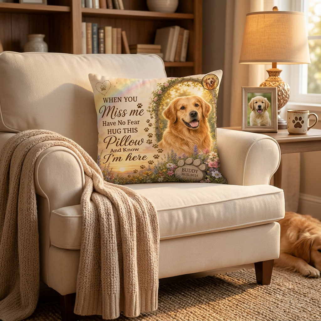 Personalized Dog Memorial Pillow with Photo and Name Custom Pet Loss Sympathy Gift - Image 2