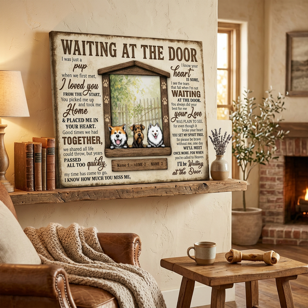 Personalized Pet Memorial Canvas Wall Art Dog Loss Sympathy Gift 3 Names - Image 2