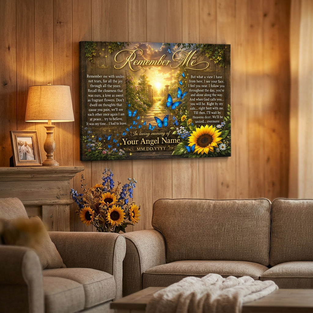 Personalized Remember Me Memorial Canvas Wall Art Sympathy Gift for Loss - Image 2