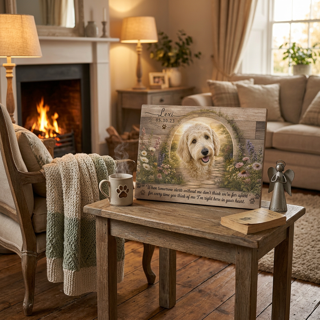 Personalized Dog Memorial Wall Canvas with Photo, Name and Date – Pet Loss Gift - Image 2