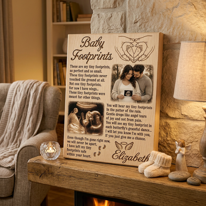 Personalized Baby Footprints Memorial Wall Canvas for Pregnancy & Infant Loss Remembrance - Image 2