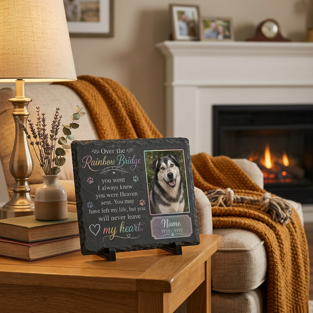 Personalized Rainbow Bridge Dog Memorial Garden Stone, Pet Loss Remembrance Gift - Image 2 | VNMGSREPR1-6IN-EHIEU_AI_0491 VNMGSREPR1-8IN-EHIEU_AI_0491