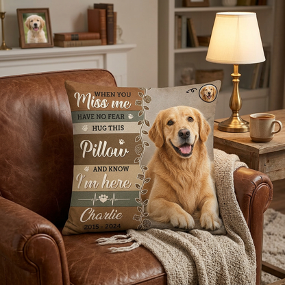 Personalized Pet Memorial Pillow Custom Photo Dog Cat When You Miss Me Loss Keepsake - Image 2