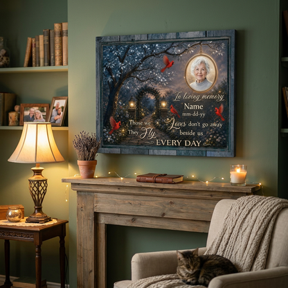 Personalized Cardinal Memorial Wall Canvas Sympathy Gift for Loss of Loved One - Image 2