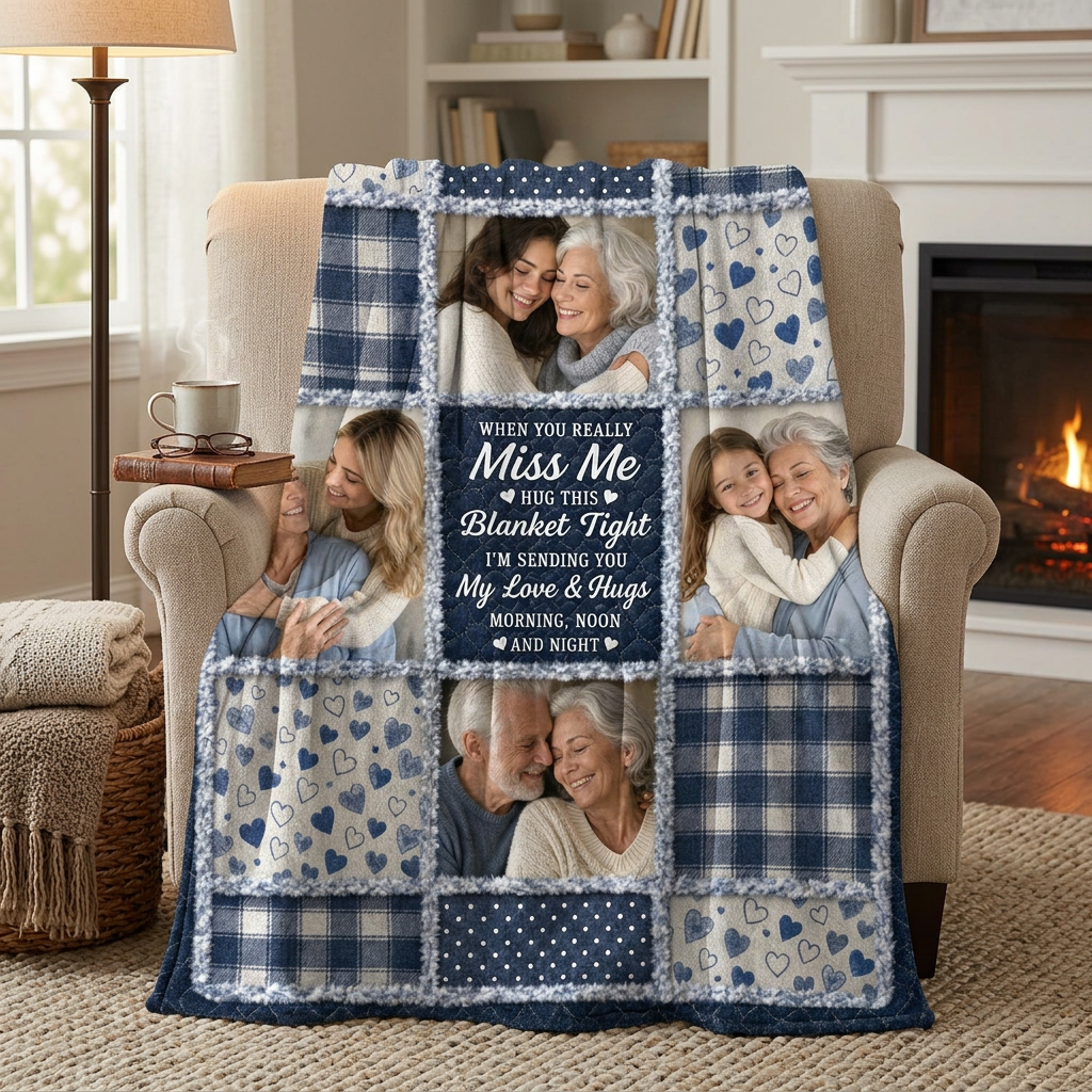 Personalized Photo Memorial Hug Blanket - Custom Fleece Throw for Missing Mom or Grandma - Image 2