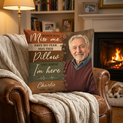 Personalized Memorial Photo Pillow - Custom Sympathy Keepsake for Loss of Father or Husband - Image 2