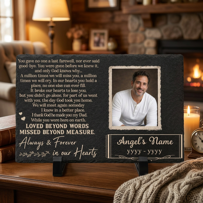 Personalized Dad Memorial Garden Stone – Rectangle Slate Gift for Loss of Father - Image 2 | VNMGSREPR1-6IN-EHIEU_AI_0476 VNMGSREPR1-8IN-EHIEU_AI_0476