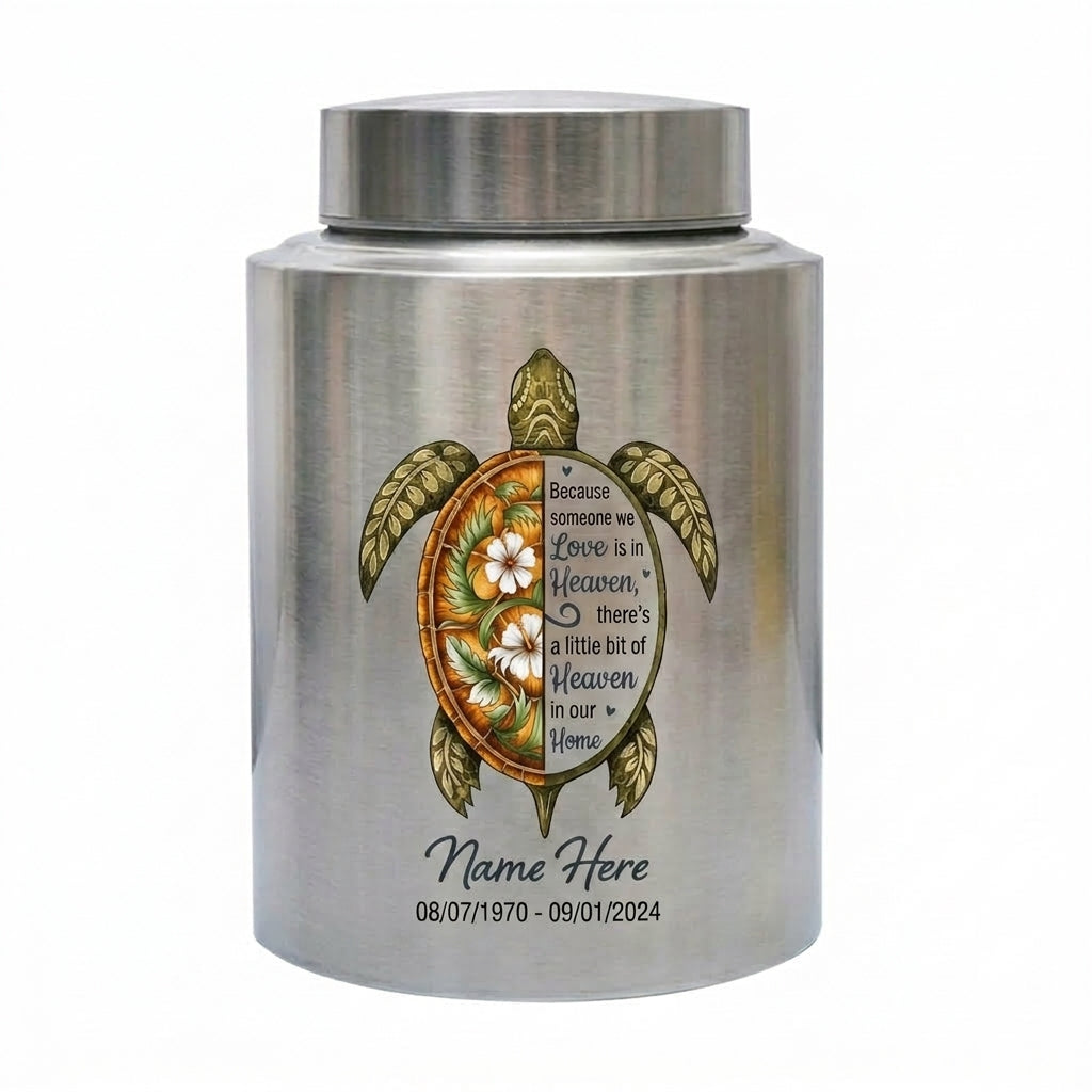 Personalized Sea Turtle Tortoise Poem Stainless Steel Cremation Urn for Human Ashes Loss of Mother Father Pet Bereavement Condolence Large Memorial Keepsake Urn, Memorial Gift, In Loving Memory - Image 2