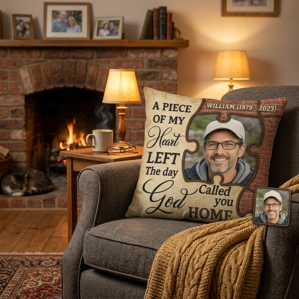 Personalized Photo Memorial Pillow A Piece of My Heart Sympathy Gift for Loss of a Loved One - Image 2