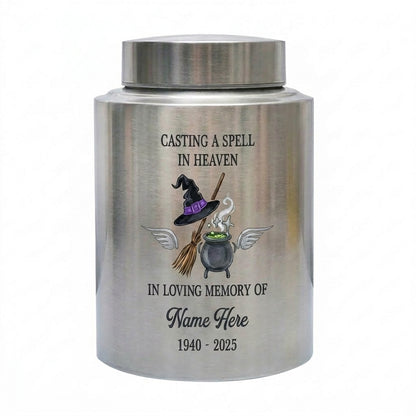 Personalized Witchcraft Lover Memorial UV Printed Stainless Steel Urn for Adult Human Ashes Casting A Spell Wiccan Pagan Bereavement Memorial Keepsake Urn, Memorial Gift, In Loving Memory - Image 2