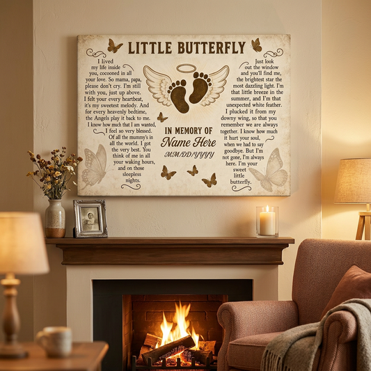 Personalized Miscarriage Memorial Canvas Pregnancy Loss Wall Art Butterfly Baby Remembrance Gift - Image 2
