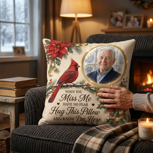 Personalized Memorial Photo Pillow with Cardinal - Custom Remembrance Sympathy Gift - Image 2