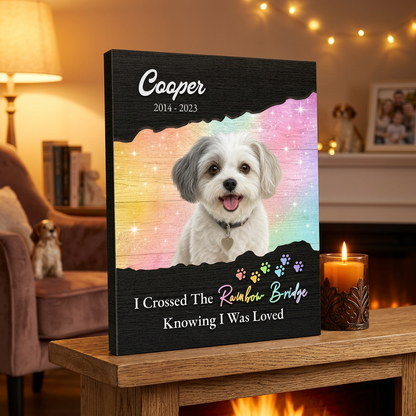 Personalized Dog Photo Memorial Wall Canvas Rainbow Bridge Pet Loss Gift - Image 2