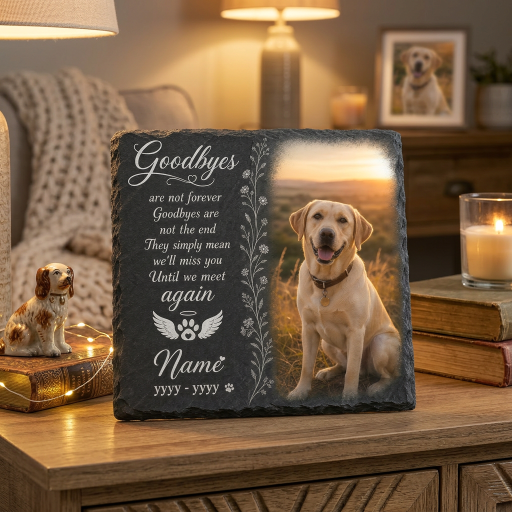 Until We Meet Again Personalized Dog Memorial Garden Stone Custom Pet Loss Gift - Image 2 | VNMGSREPR1-6IN-EHIEU_AI_0492 VNMGSREPR1-8IN-EHIEU_AI_0492