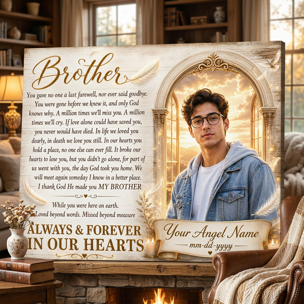 Personalized Brother Memorial Wall Canvas – Sympathy Gift for Loss of Brother - Image 2