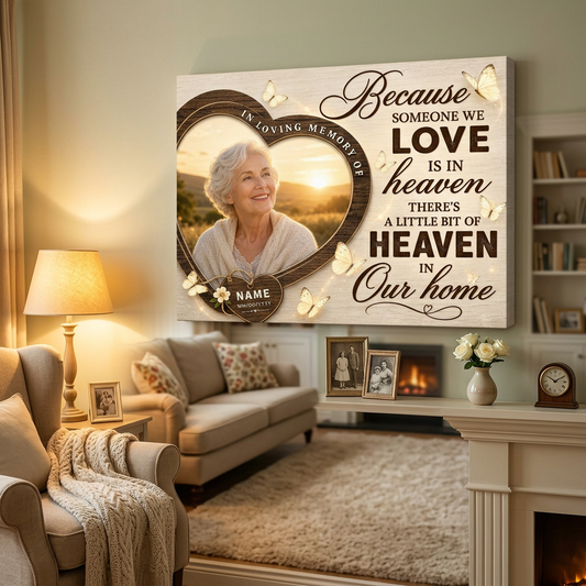 Personalized Memorial Wall Canvas In Loving Memory Heart Photo Sympathy Gift for Loss of Loved One - Image 2