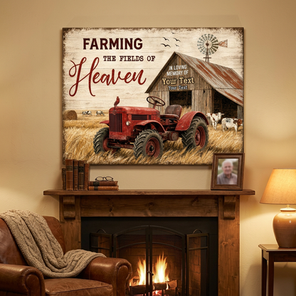 Personalized Farming The Fields Of Heaven Memorial Wall Canvas For Loss Of Farmer Loved One - Image 2