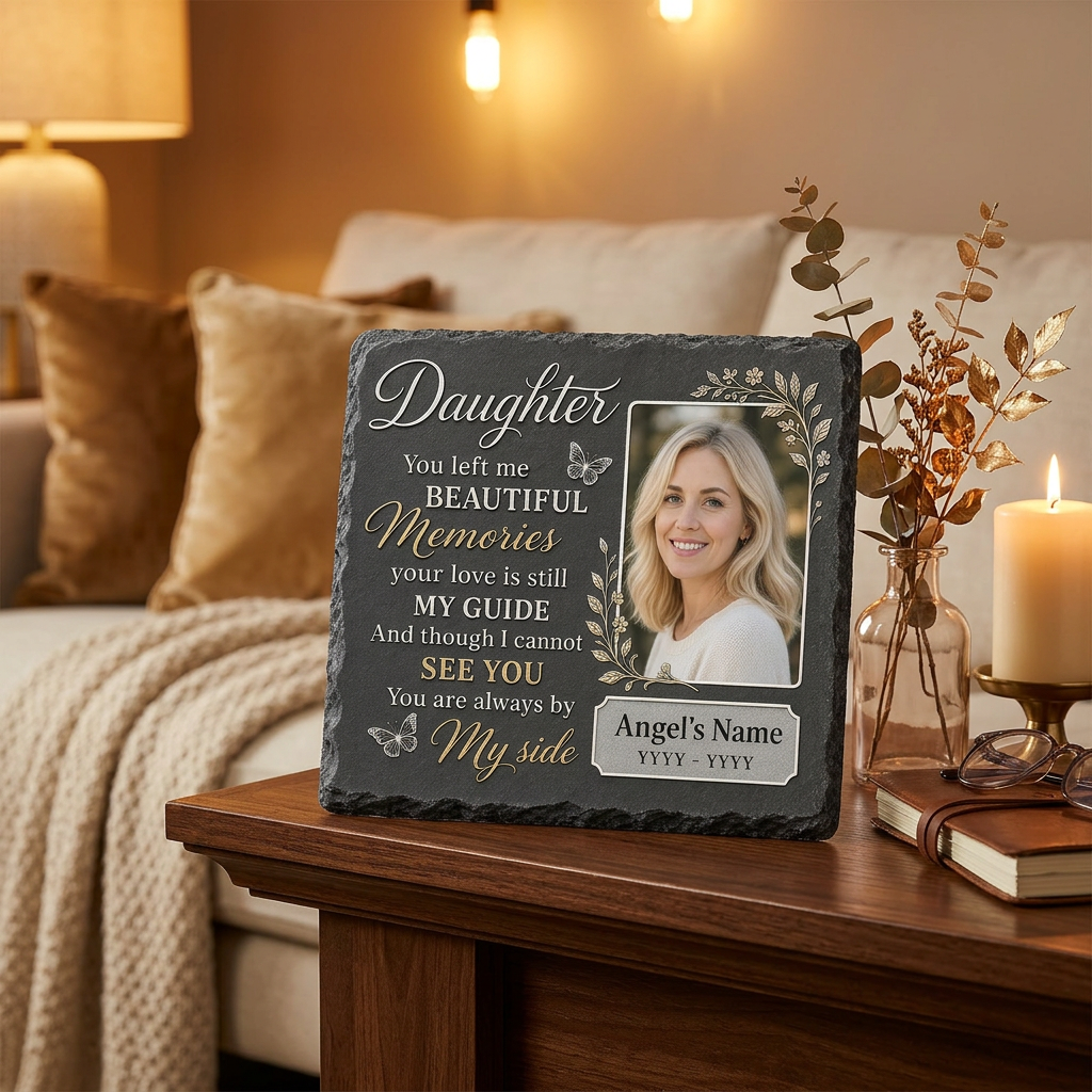 Personalized Daughter Memorial Garden Stone with Photo, Sympathy Gift for Loss of Daughter - Image 2 | VNMGSREPR1-6IN-EHIEU_AI_0463 VNMGSREPR1-8IN-EHIEU_AI_0463