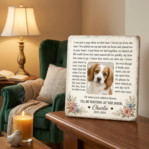 Personalized Dog Memorial Garden Stone – I Will Be Waiting at the Door Gift - Image 2