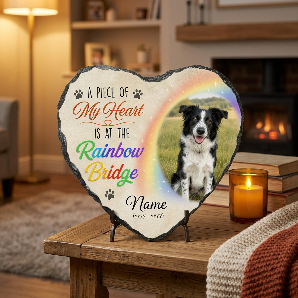 Personalized Rainbow Bridge Dog Memorial Garden Stone Custom Photo Pet Loss Gift - Image 2 | VNMGSREPR1-6IN-EHIEU_AI_0458 VNMGSREPR1-8IN-EHIEU_AI_0458