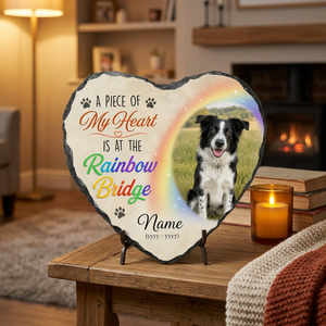 Personalized Rainbow Bridge Dog Memorial Garden Stone Custom Photo Pet Loss Gift - Image 2