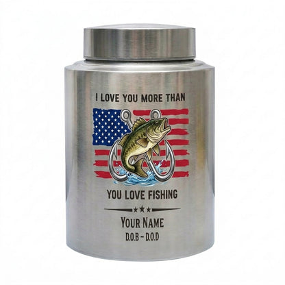 Personalized Bass Fishing Cremation Urn for Human Ashes Stainless Steel Fisherman Dad Grandpa Husband Funeral Remembrance Large Adult Size Memorial Keepsake Urn, Memorial Gift, In Loving Memory - Image 2