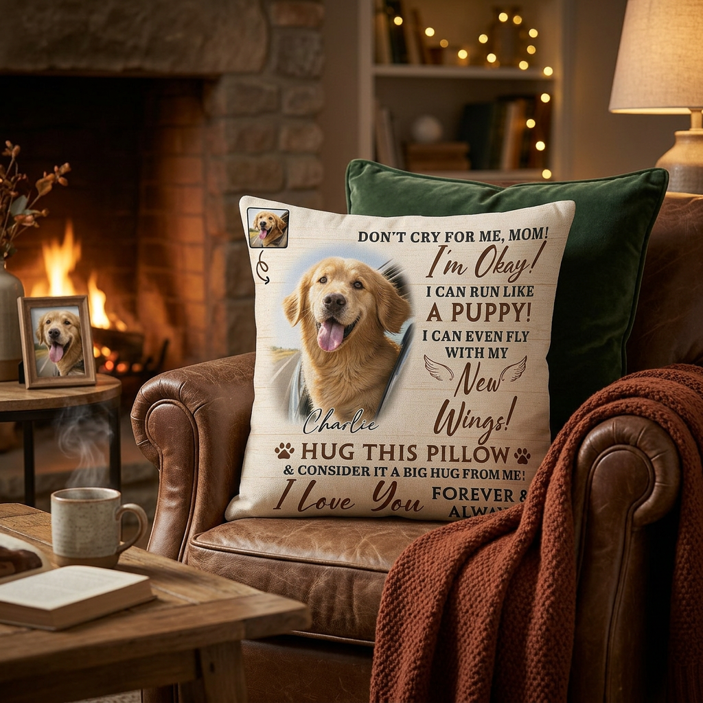 Personalized Dog Memorial Pillow with Photo & Name - Pet Loss Sympathy Gift Throw Cushion - Image 2