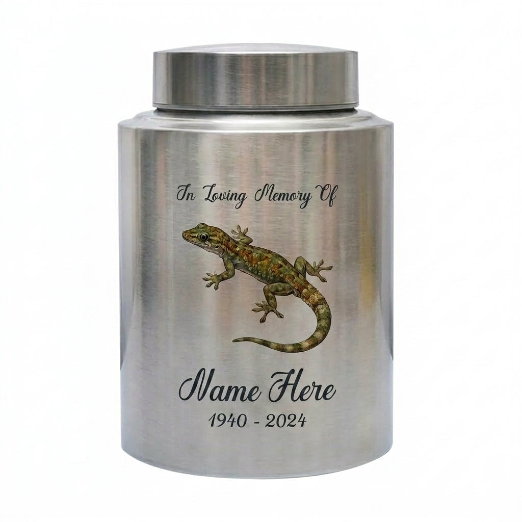 Personalized Iguana Lizard Stainless Steel Cremation Urn for Human Ashes Loss of Loved One Family Member Decorative Display 7.5in x 5.1in Memorial Keepsake Urn, Memorial Gift, In Loving Memory - Image 2