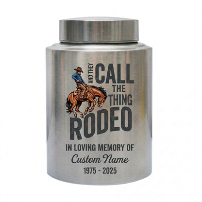 Personalized Western Cowboy Rodeo Bucking Bronco Stainless Steel Urn for Adult Human Ashes Father Husband Funeral Tribute Large Small Memorial Keepsake Urn, Memorial Gift, In Loving Memory - Image 2