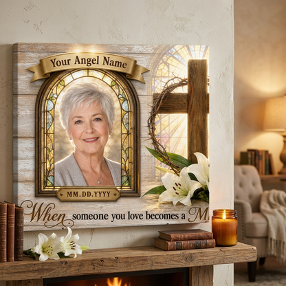 Personalized Memorial Cross Photo Wall Canvas Custom In Loving Memory Christian Sympathy Gift - Image 2
