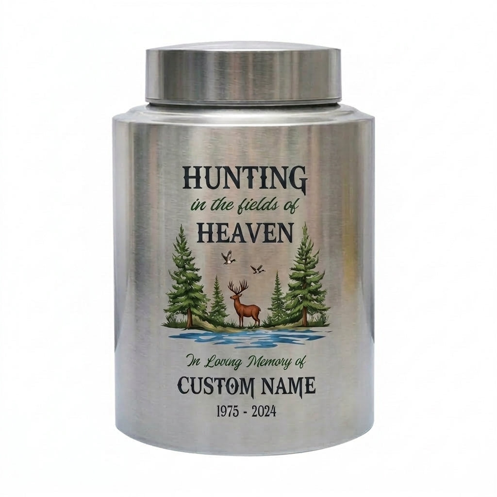 Personalized Deer Hunting Fields of Heaven Urn Custom Hunter Cremation Receptacle for Dad Grandpa Husband Large Capacity Sizes Memorial Keepsake Urn, Memorial Gift, In Loving Memory - Image 2