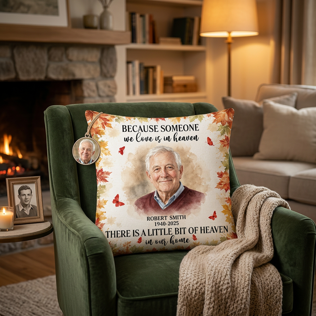 Personalized Photo Memorial Pillow - A Little Bit of Heaven in Our Home Remembrance Gift - Image 2