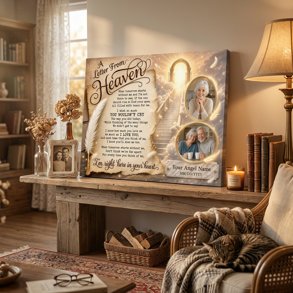 Personalized Memorial Canvas Wall Art - Letter From Heaven Sympathy Gift for Loss of Loved One - Image 2