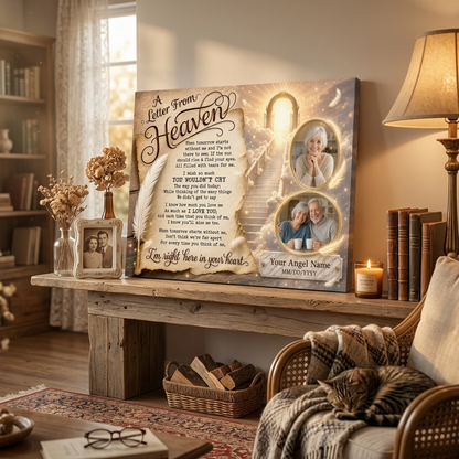 Personalized Memorial Canvas Wall Art - Letter From Heaven Sympathy Gift for Loss of Loved One - Image 2
